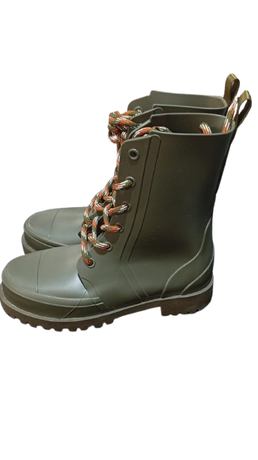 BOTA VERDE DE LLUVIA TIPO MILITAR
