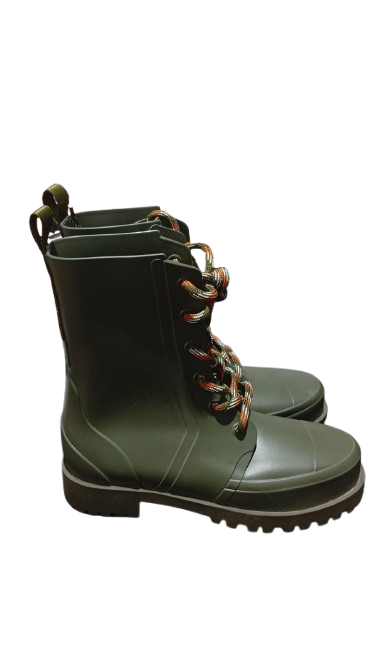 BOTA VERDE DE LLUVIA TIPO MILITAR