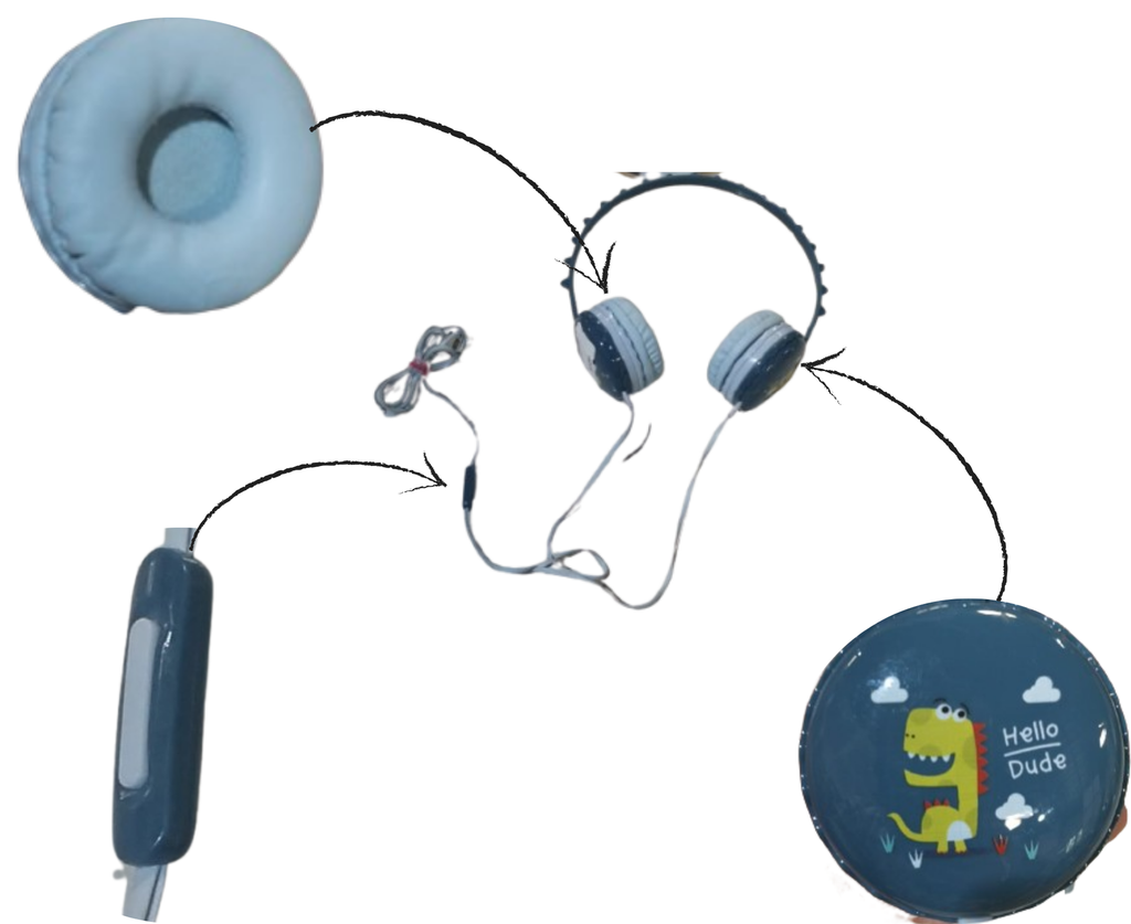 AUDIFONOS DIADEMA DINOSAURIO AZUL